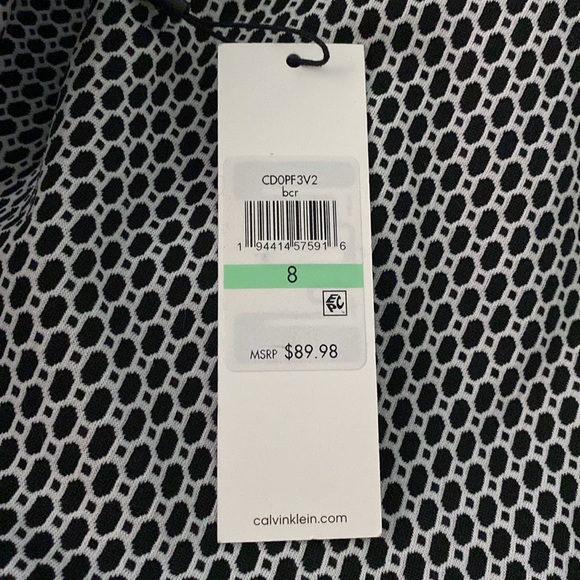 NWT Calvin Klein Plaid Sheath Dress Color Black/White Size 8 - Picture 2 of 3